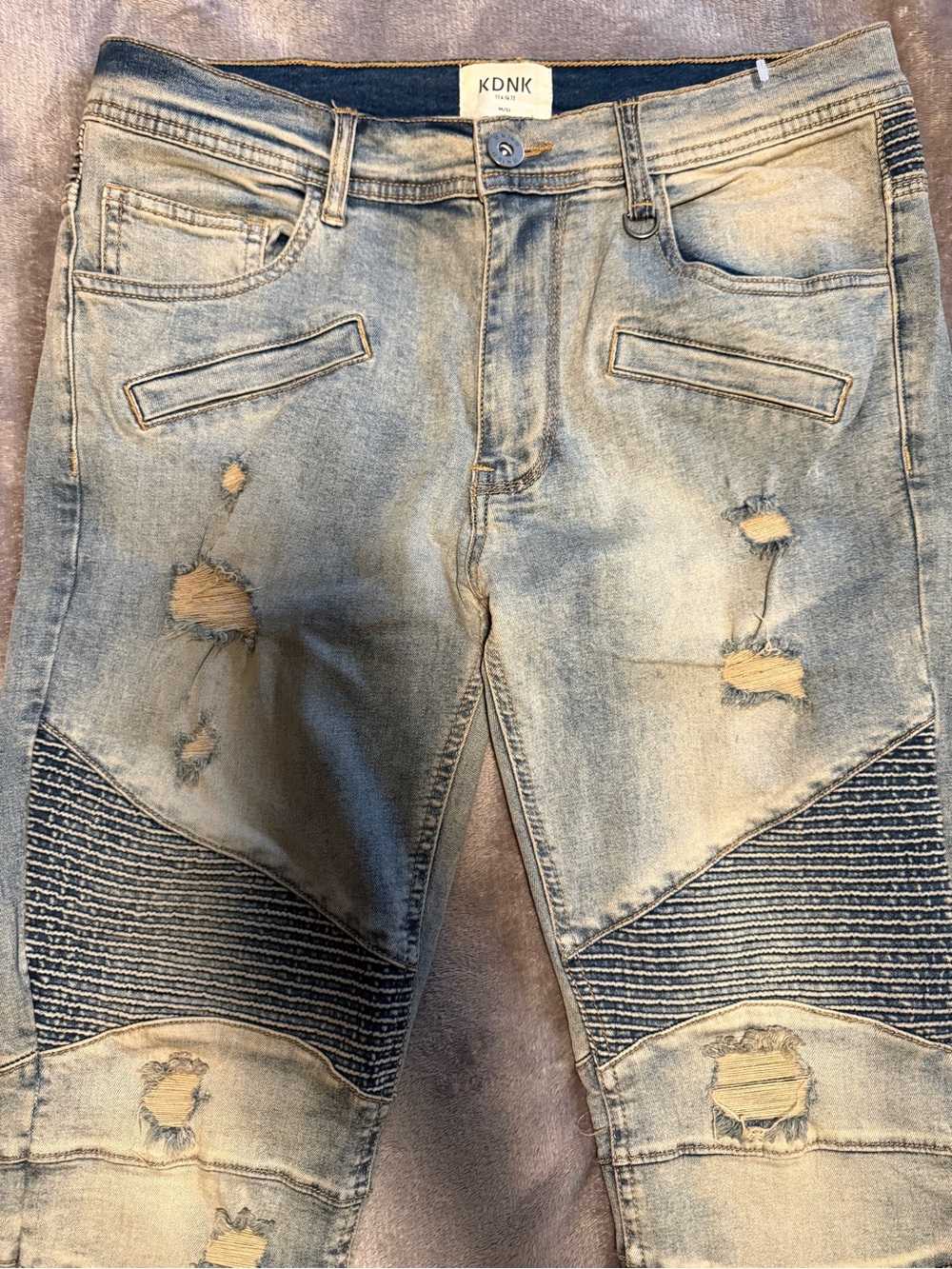 KDNK Light Blue Distressed Skinny Jeans for Men - Picture 2 of 5
